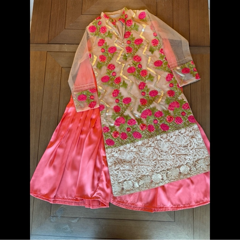 Floral gharara Embroidered Dress with bell bottoms